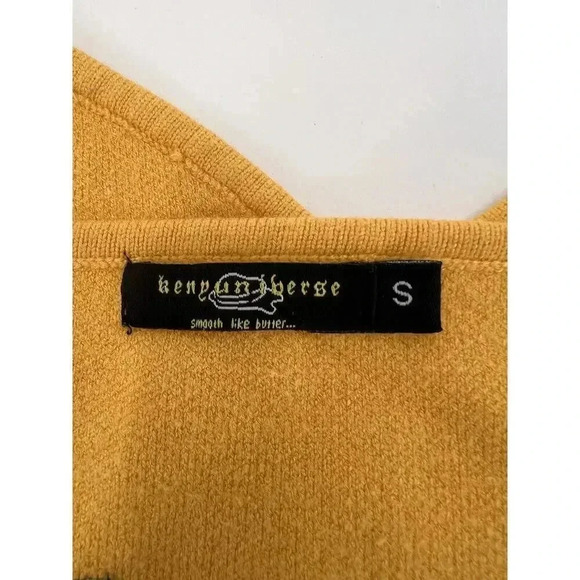 BTS Yellow Cropped Sweater Tank Top Embroidered "Butter" Women’s SMALL EUC - Picture 7 of 11